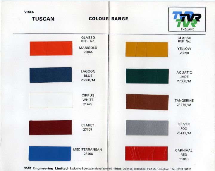 Paint Codes Page 1 TVR Classics PistonHeads UK